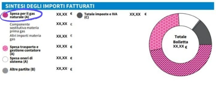 Dove vedere la spesa per la materia gas naturale in bolletta?